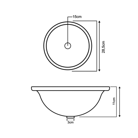 010 Cuba de Embutir Redonda - Desenho Técnico - Marmodelta