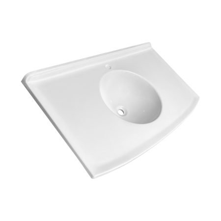 014 Lavabo Sênior Cuba Bola Branca Visão Lateral
