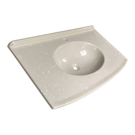 015 Lavabo Sênior Cuba Oval Bege Visão Lateral