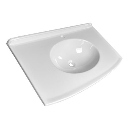 015 Lavabo Sênior Cuba Oval Branca Visão Lateral