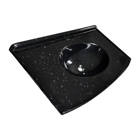 015 Lavabo Sênior Cuba Oval Preto Visão Lateral