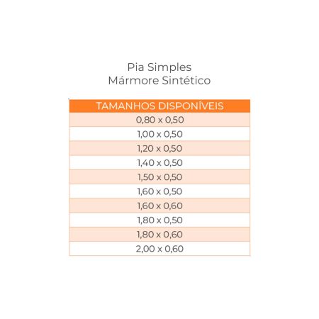 018 Pia Simples Marm Sint - Tamanhos